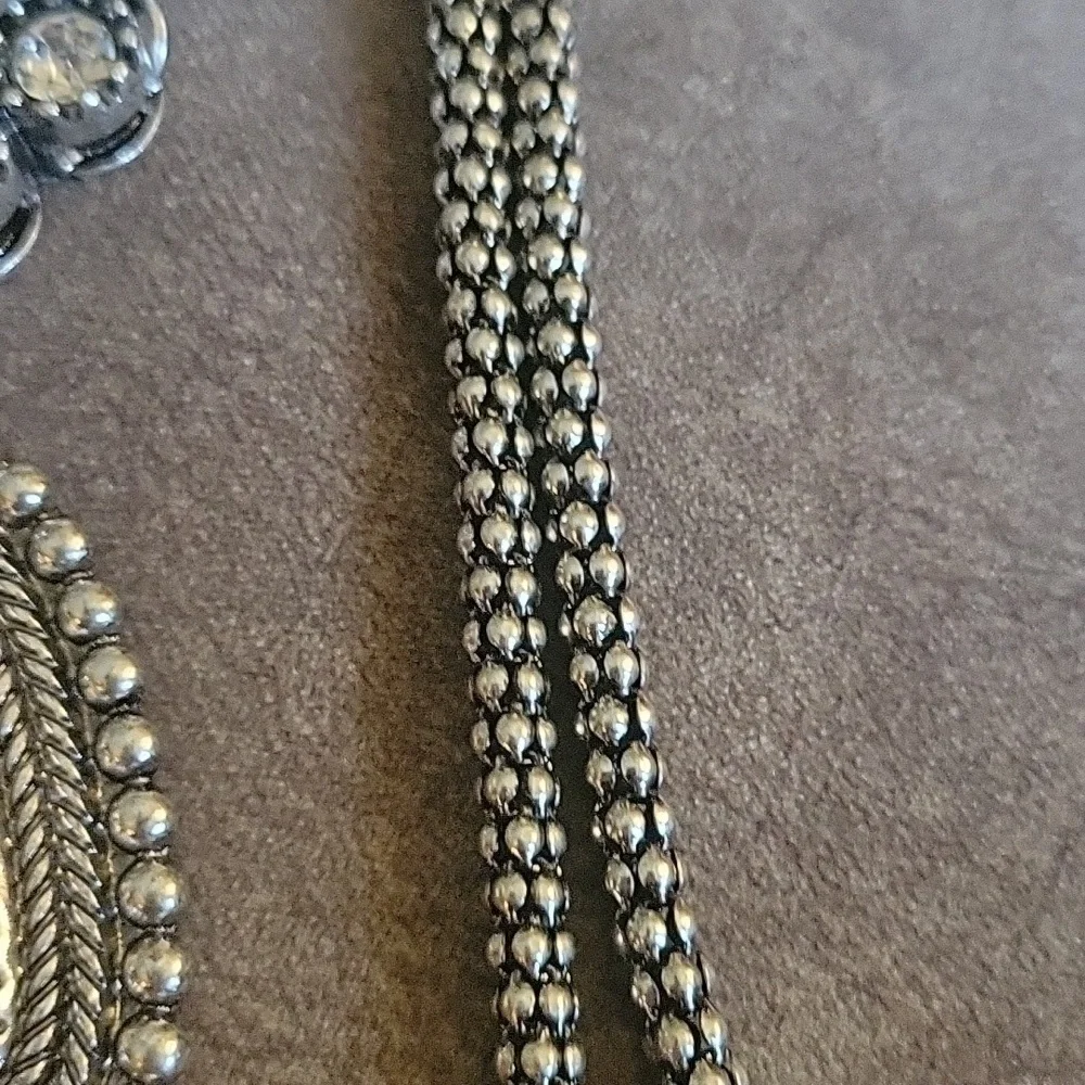 Vtg Chunky Chain Beaded Square Pendant Baddie Unisex Necklace - Picture 5 of 7